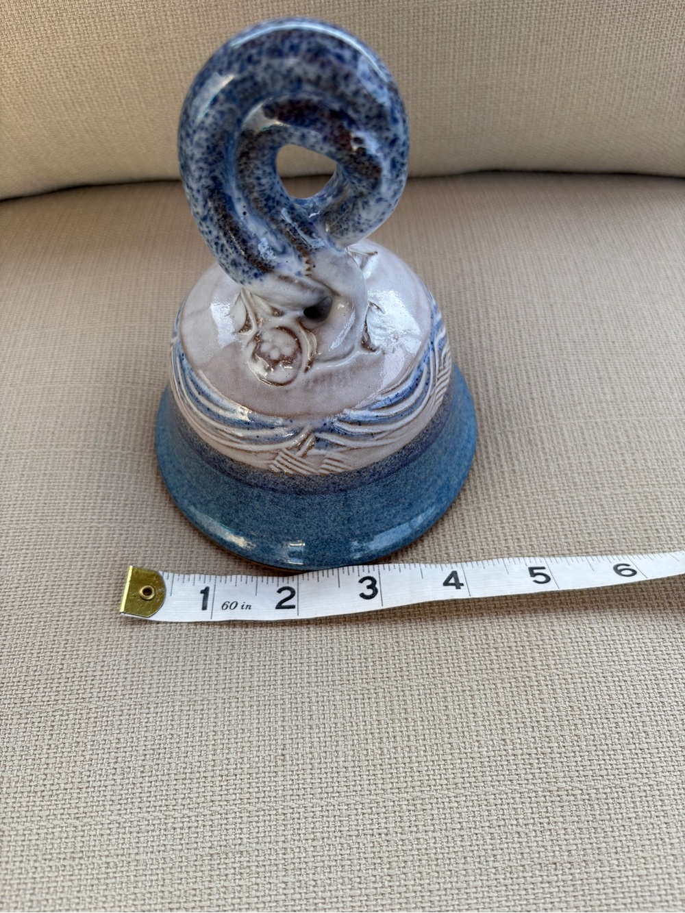 Penway Pottery Handcrafted Blue Studio Art Bell signed by Ed Kirk - Picture 5 of 5